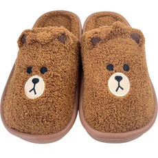 BROWN & FRIENDS 慵懶保暖室內拖鞋 AD, 1個, 熊大 棕色
