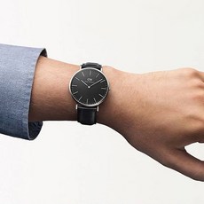 Daniel Wellington 男士 CLASSIC SHEFFIELD 皮革錶帶手錶 40mm
