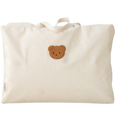 MerryTwoTwo 孩童幼稚園用小熊圖案多用途棉被收納袋, 象牙白