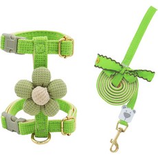 PASTEL PET 寵物花朵點綴胸背帶組, 綠色