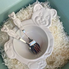 J-Bloom Delz 小熊湯匙叉子組 象牙白, 湯匙 + 叉子, 1套