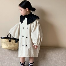 Arbe 女童款 Jody 大翻領雙排扣大衣