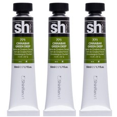 신한화구 sh 유화 Tube 물감 시나바 그린 딥, 50ml, 3색
