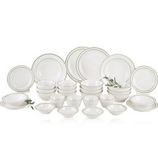 橄欖綠復古6人份餐具組 30件, 8種餐具, 混合顏色