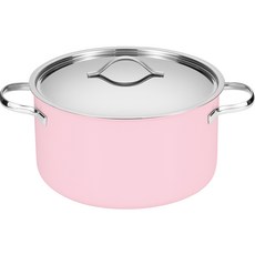 EDELKOCHEN 電磁爐適用Serenity不鏽鋼3層雙耳湯鍋, 24×13.5厘米, 粉色