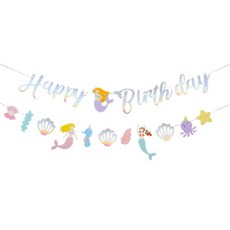joyparty 美人魚公主生日掛旗組, 混合色, 1套