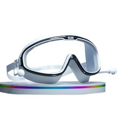 Elsso 男女通用護目鏡式耳塞一體成型潛水泳鏡, 白黑色, 1個