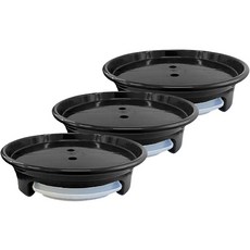 Hwabunworld 固定式圓形現代基本款花盆底盤 3入組, 霧面黑, 3個