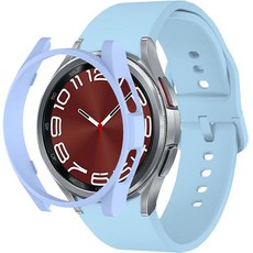 LuA lovel Galaxy Watch PC硬殼全包覆保護殼 + 翼型矽膠扣環錶帶組, 淺藍色, 1個