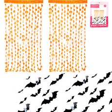PARTYSHOW 萬聖節南瓜流蘇掛飾 2入+蝙蝠造型裝飾 70入組, 混色, 1組