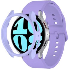 LuA lovel Galaxy Watch PC硬殼全包覆保護殼 + 翼型矽膠扣環錶帶組, 淺紫色, 1個