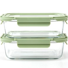 Modern House 透明玻璃烤箱密封容器長方形 1000ml x 2p + 蓋子 2p 套裝, 1組