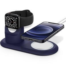 유니 애플워치 아이폰 2in1 충전 스탠드 거치대, 블루