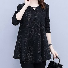 ATTERLIC 女款寬鬆圓領三角亮片長袖T恤 02826