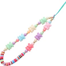 퍼니셀러 컬러비즈 휴대폰 스트랩 6알록달록꼬마곰, 혼합색상, 1개