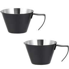 KALDIN 大容量不鏽鋼奶泡杯 附刻度量杯 義式濃縮咖啡不鏽鋼烈酒杯 110ml, 黑色, 2個