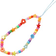 퍼니셀러 컬러비즈 휴대폰 스트랩, 5알록달록꽃, 1개