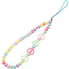 퍼니셀러 컬러비즈 휴대폰 스트랩, 8토끼귀, 1개