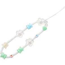 퍼니셀러 컬러비즈 휴대폰 스트랩, 2꼬마곰과꽃, 1개