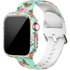 Apple Watch 相容圖案錶帶 + 保護殼組 41mm, 薄荷玫瑰