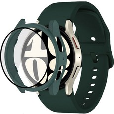 LuA lovel Galaxy Watch 螢幕保護鋼化玻璃膜全覆蓋保護殼 + 矽膠錶帶組, 綠色, 1個