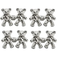 MONACO OLIVE Bear Hook 縮腰扣環 鈕扣, 4個, 銀色