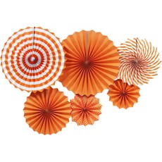 하이어리 돌잔치 생일파티 장식 원컬러 데코 페이퍼팬 6종 세트, 오렌지, 1세트