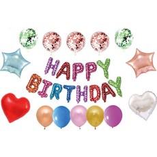 하이어리 돌잔치 기념일 해피벌스데이 레터링 풍선 세트, 믹스, 1세트