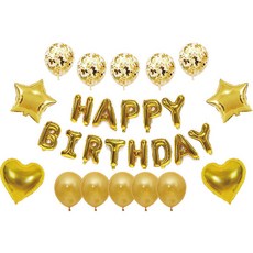 Hyeri 週歲派對 紀念日 生日快樂 字母氣球套組, 金色, 1套