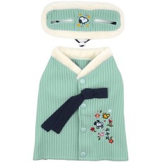 Peanuts 狗狗 Parisdog 史努比 鋪棉韓式長袍 + 護耳罩套組, 薄荷綠