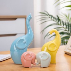 Melanne財物福氣大象家族01 4件組, 混色