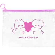 Dona與朋友們 PVC滑動式透明掛環夾鏈袋 26 x 18 cm, 5個, 祝你有個愉快的一天(粉紅色)