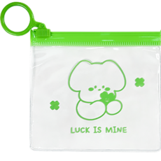 Dona和朋友們 PVC透明掛環滑鏈袋 10 x 9 cm, 好運是我的 (淺綠), 10個