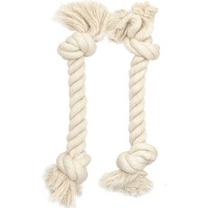 dingdog 狗狗柔軟手工牙線拔河玩具, 2個, 象牙白