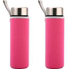 뷰레이티닷컴 베이크 무지 물병가방 550ml, 핑크, 2개