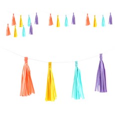 IK 4色粉彩流蘇掛飾, 粉紅色 + 黃色 + 薄荷綠 + 紫色, 5個