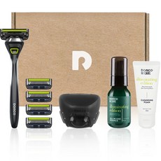 DORCO 臉部5種風格基本新手組 基本V2組, 刮鬍刀+5片刀片+頭套+精華液+潔面泡沫, 1組