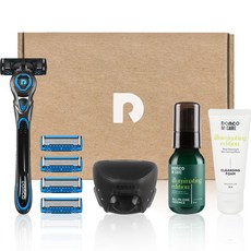 DORCO 臉部7 II新手組Fresh V2組, 刮鬍刀+5片刀片+頭套+精華液+潔面泡沫, 1組