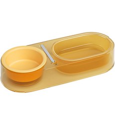 랜보어 반려동물 멀티 반투명 컬러 듀얼식기, 옐로우, 1개