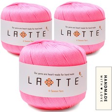 Knitt 拿鐵編織線 65g x 3入 + 棉質標籤 條碼組, 13 霓虹粉