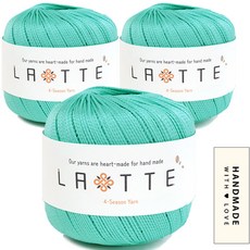 니뜨 라떼 뜨개실 65g x 3p + 코튼라벨 바코드 세트, 8 스카이, 1개