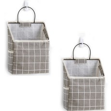 OON 다용도 심플 패브릭 포켓 공간 수납 벽걸이, 그레이, 2개