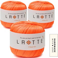 Knitt 拿鐵編織線 65g x 3p + 棉質標籤條碼組, 36 霓虹橘