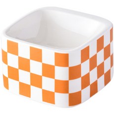 파스텔펫 반려동물 체크 스퀘어 식기, 오렌지, 1개