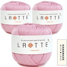 Knitt 拿鐵編織線 65g x 3p + 棉質標籤條碼組, 11 粉彩粉