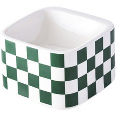 파스텔펫 반려동물 체크 스퀘어 식기, 그린, 1개
