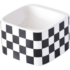 파스텔펫 반려동물 체크 스퀘어 식기, 블랙, 1개