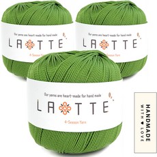 니뜨 라떼 뜨개실 65g x 3p + 코튼라벨 바코드 세트, 18 연두, 1개