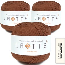 니뜨 라떼 뜨개실 65g x 3p + 코튼라벨 바코드 세트, 26 브라운, 1개