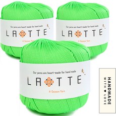 니뜨 라떼 뜨개실 65g x 3p + 코튼라벨 바코드 세트, 17 네온연두, 1개